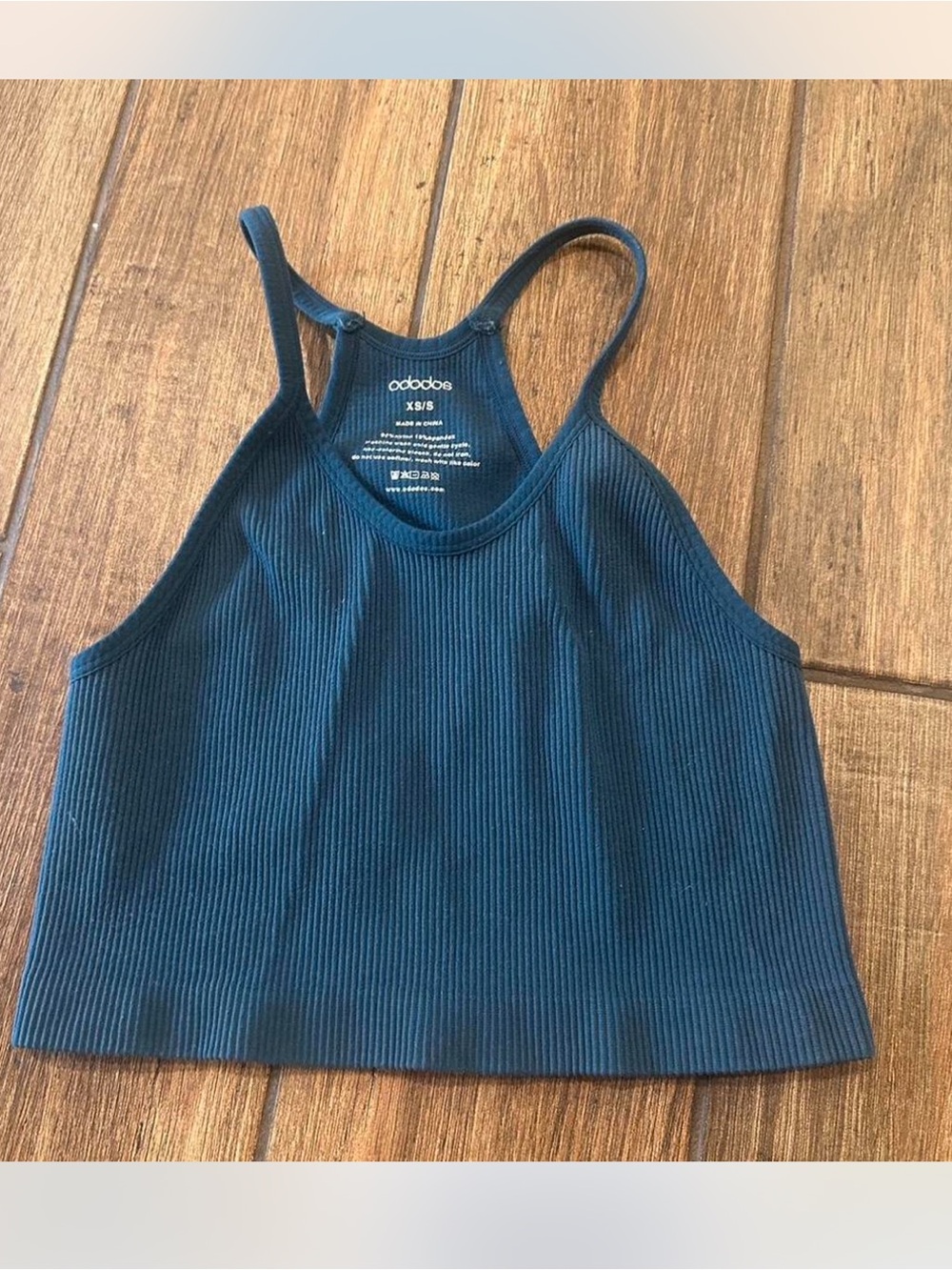 Ododos  Ribbed Crop Tank Top in Teal
